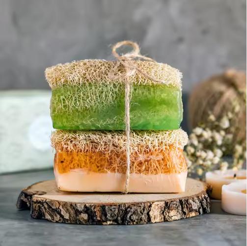 Saponetta di luffa con etichetta privata