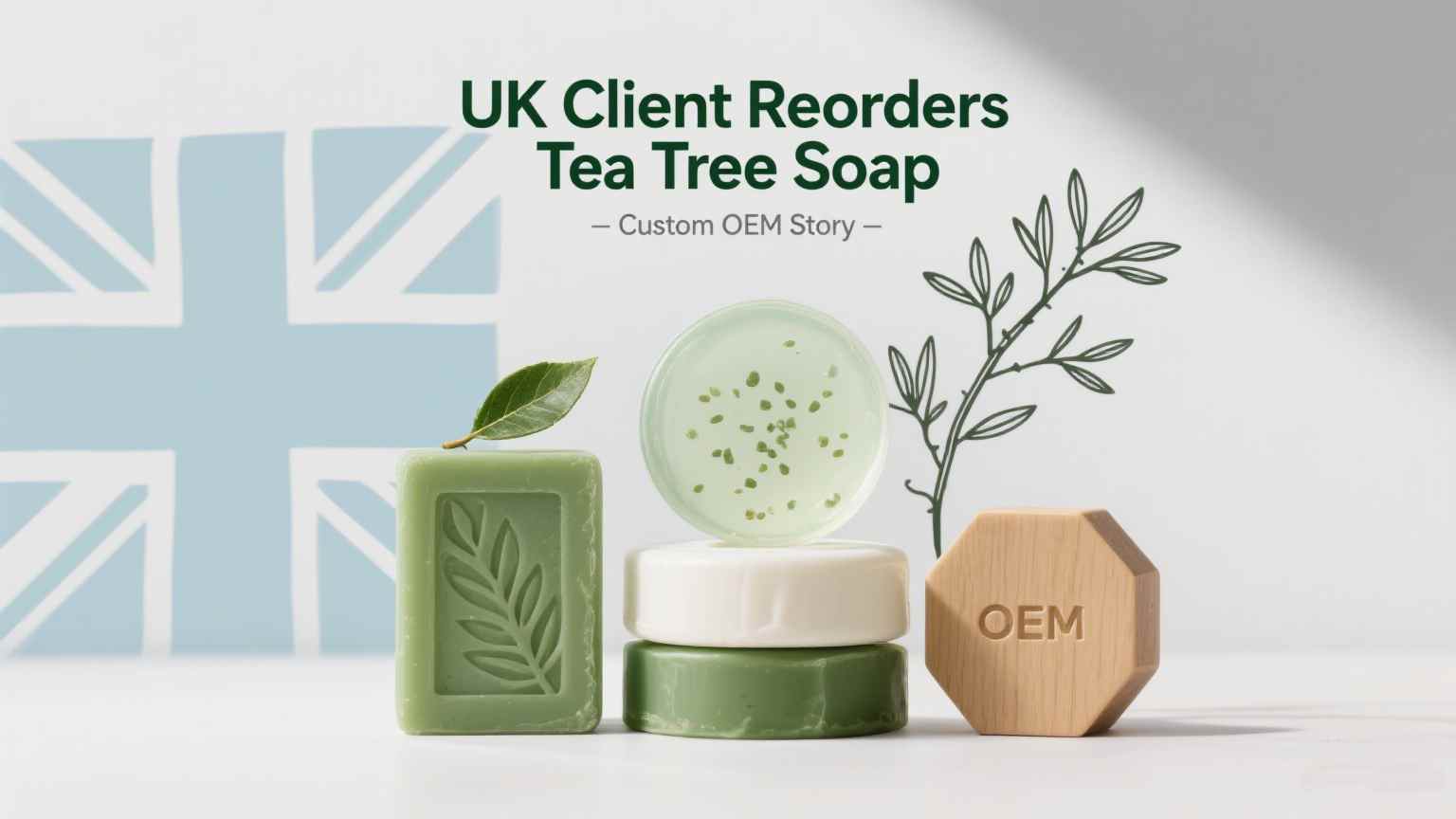 Il cliente britannico riordina il sapone dell'albero del tè |  Storia OEM personalizzata